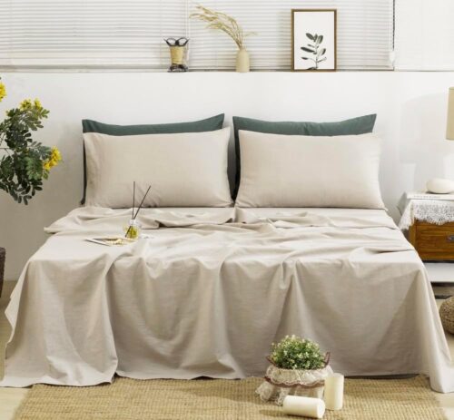 Pure linen sheet set, breathable cool soft durable.