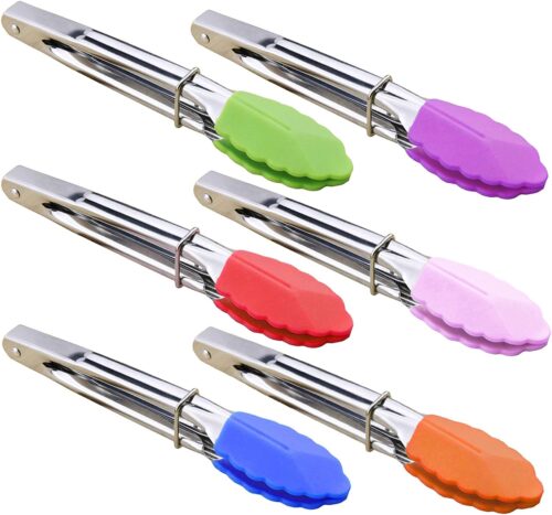 Mini Serving Tongs With Silicone Tips, Non-Stick Safe