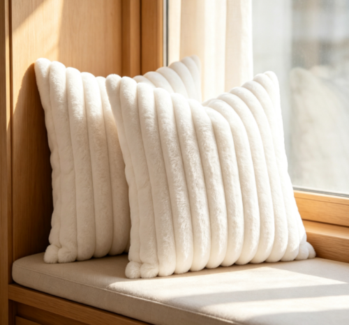 Reversible Faux Fur & Velvet Throw Pillow Covers (2-Pack)