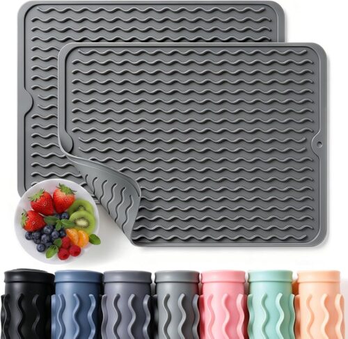 Silicone Dish Drying Mat, Heat Resistant, Waterproof